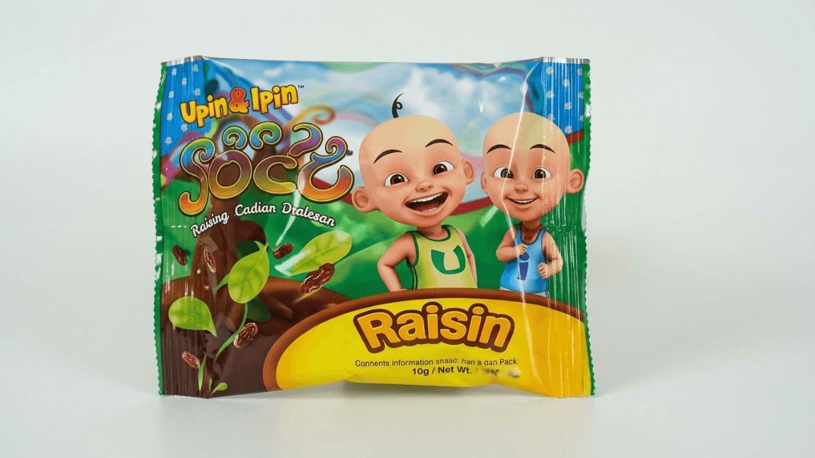 Upin & Ipin Choco Loco Raisin  Coated Milk Chocolate 50g Pouch